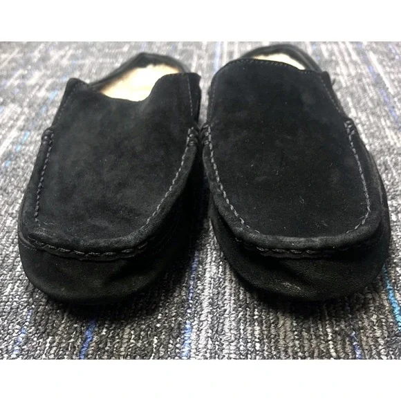 UGG Alamar Men Clog Slippers Size 11 Black Suede Shearling Sheepskin Slip On - Picture 4 of 11